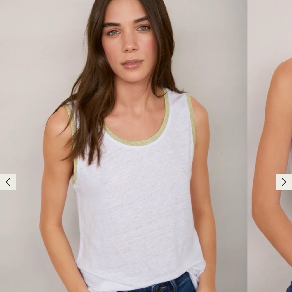 White and Gold Trim Women's Tank Top